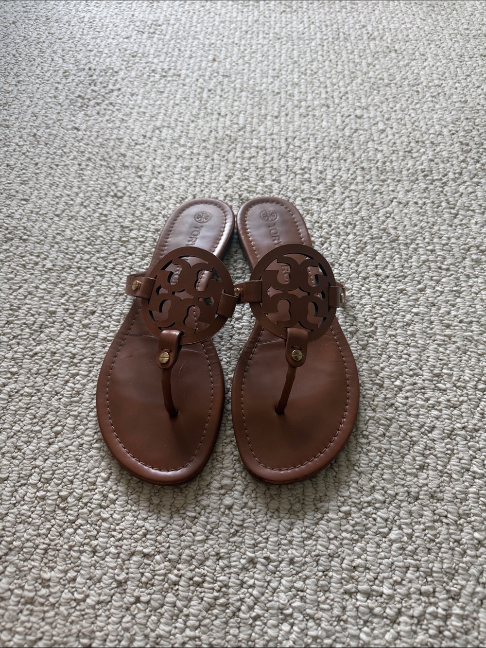 Tory Burch Miller Sandals size 10.5 Camel Brown Color
